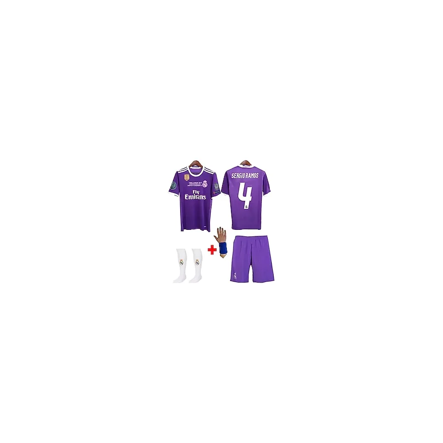 Duman Global Sergio Ramos Mor 2017 4 Lü Set Çocuk Futbol Forması Forma+Şort (Çorap+Bileklik) Hediye