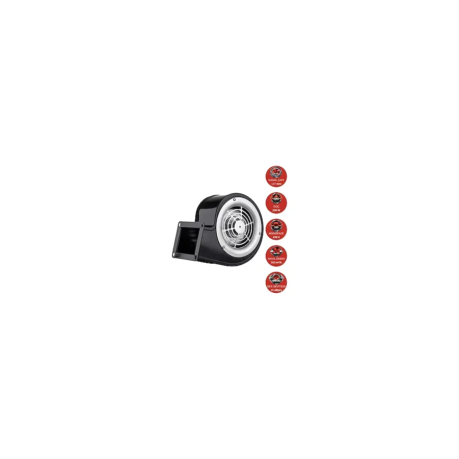 Dündar CS 16.2 230 watt 680 m3/h 2625 DD 220/230 volt Monofaze Salyangoz Radyal Kalorifer Kazanı Fanı Aspiratörü