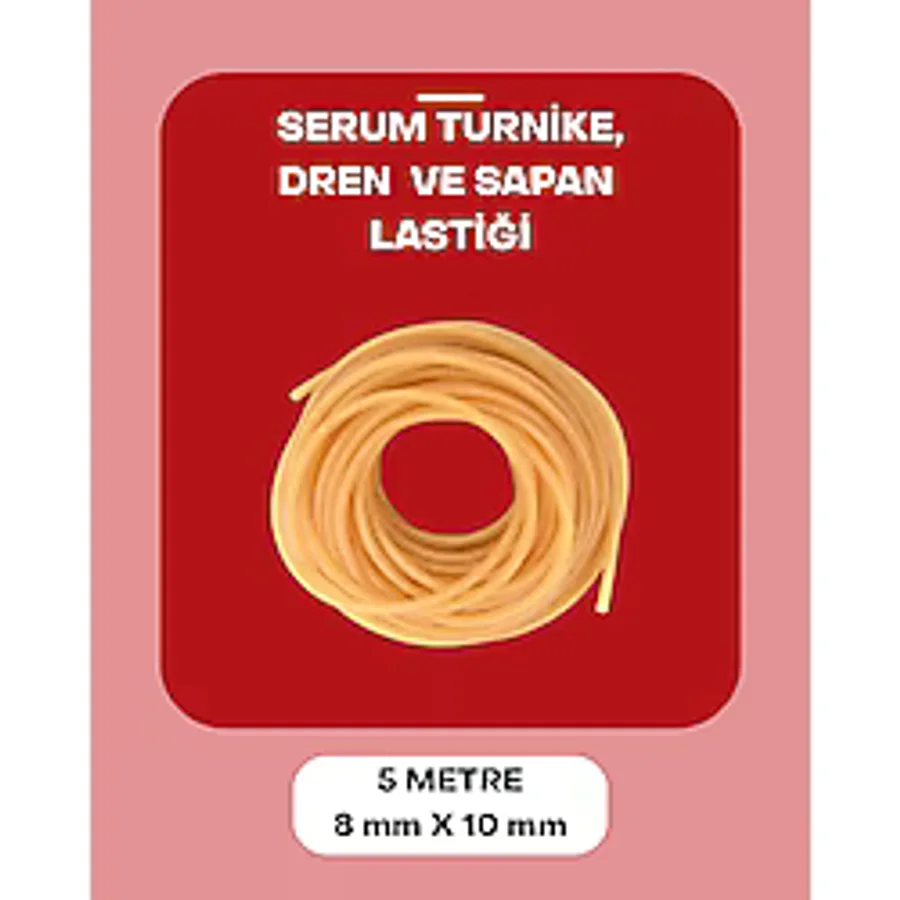 Dünya Magnet 5 Metre Serum Lastiği, 8-10mm Turnike Dren Sapan Lastiği