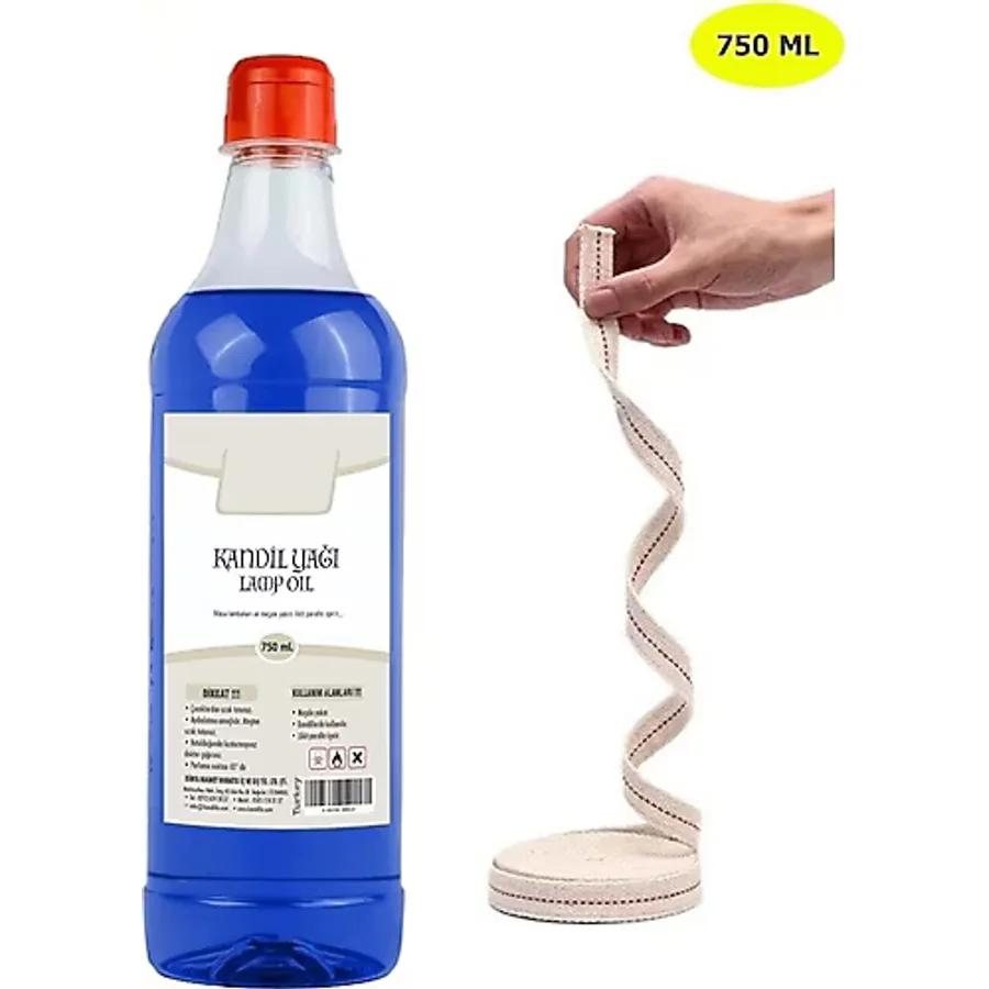 Dünya Magnet Kandillo Mavi Kandil Yağı Iç Mekan 750ML + 50CM Fitil