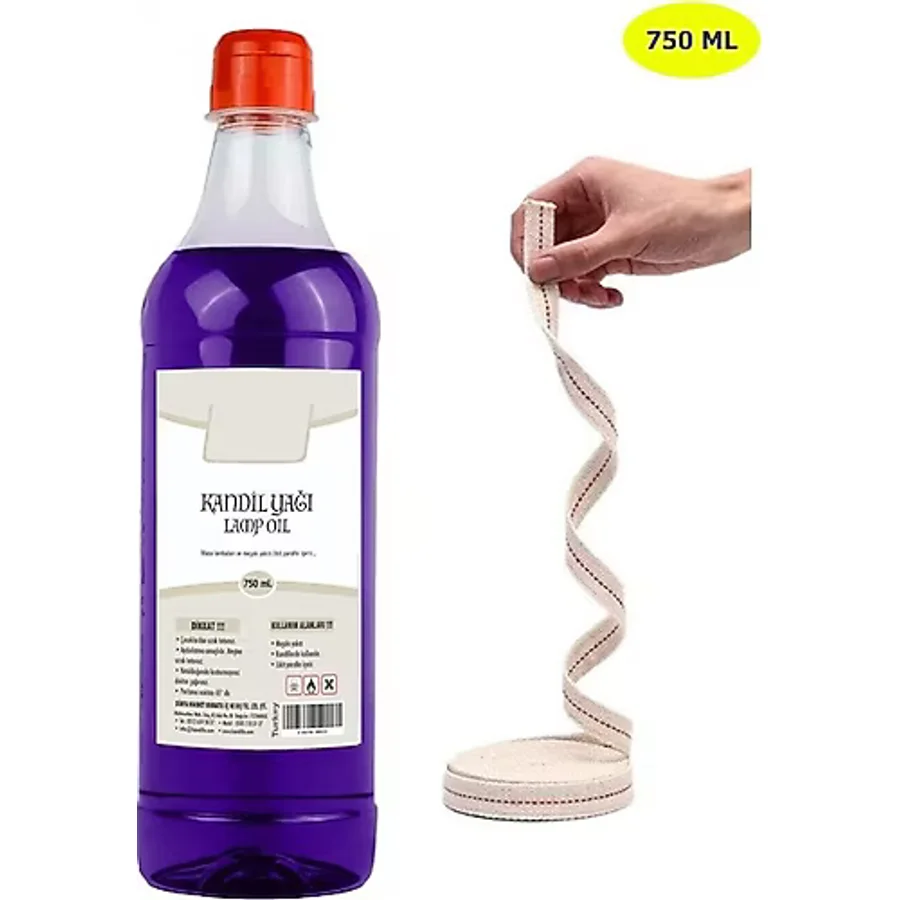 Dünya Magnet Kandillo Mor Kandil Yağı Iç Mekan 750 Ml. + 50CM Fitil