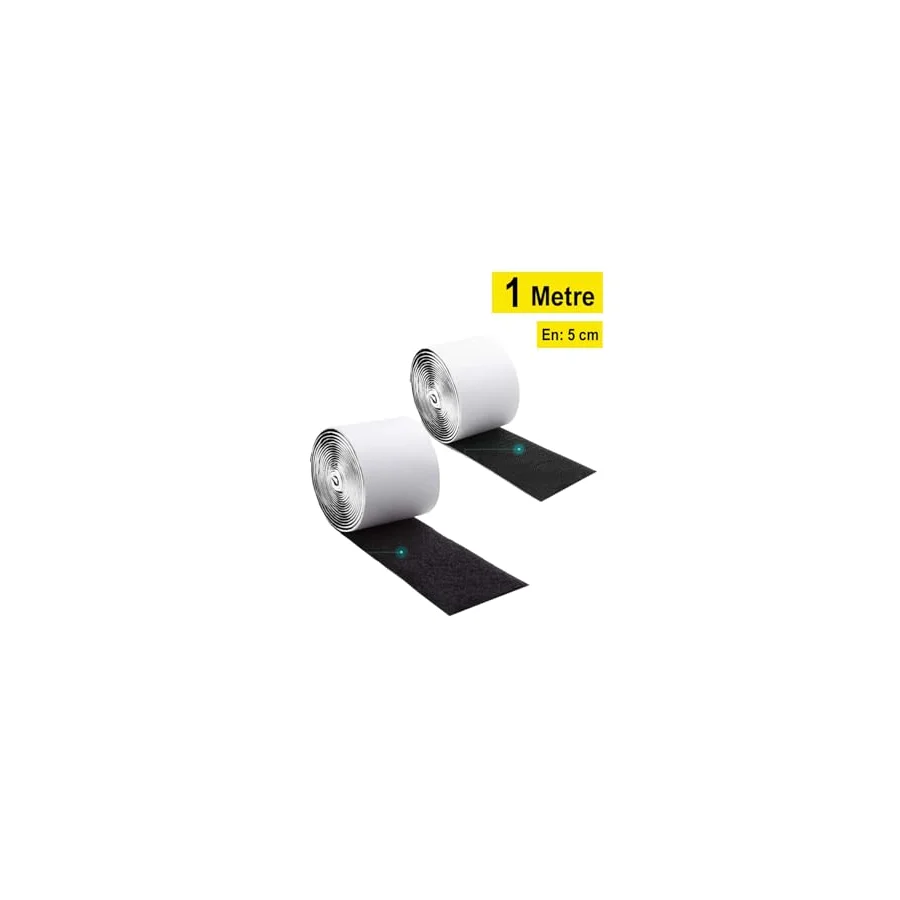 Dünya Magnet Yapışkanlı Siyah Cırt Cırtlı Bant, 1 Metre, Amerikan Fermuarı, En: 5 Cm, Kuvvetli Cırt Band