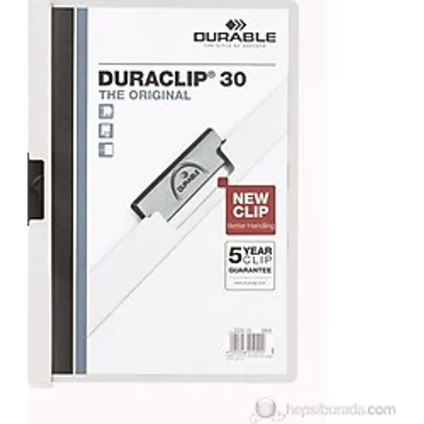 Durable Duraclip 30 Sayfa Kapasiteli Sıkıştırmalı Dosya (2200) Beyaz
