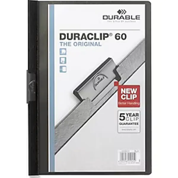 Durable Sıkıştırmalı Dosya DuraClip Ortadan Klipsli 60 SY A4 Siya