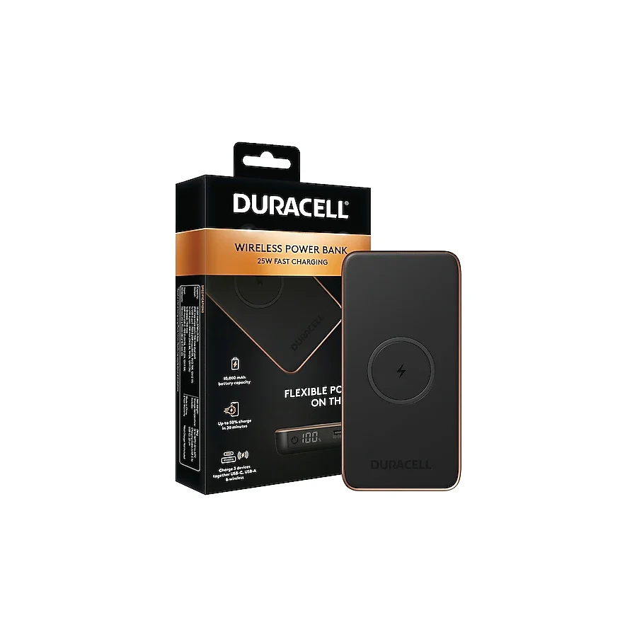 Duracell 10000 mAh Hızlı Şarj Kablosuz Powerbank