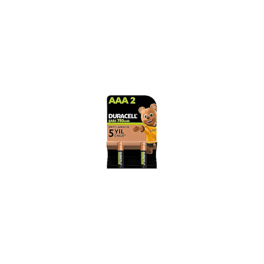 Duracell 750 mAh 2'li Şarjlı AAA İnce Kalem Pil
