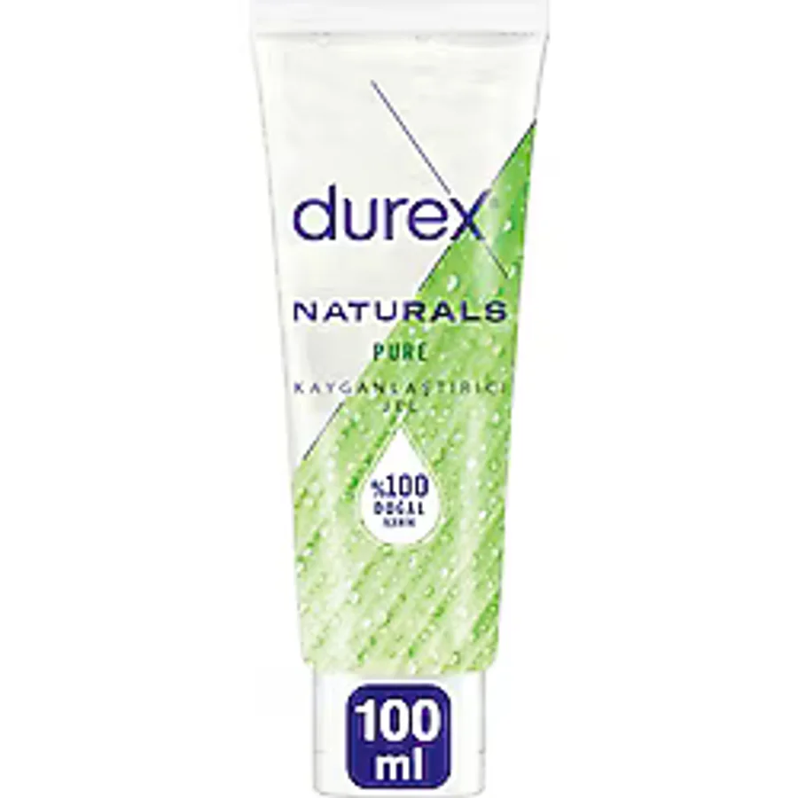 Durex Naturals Pure Kayganlaştırıcı Jel 100 ml - Kokusuz, Renksiz, Su Bazlı, Hassas Formül, Tekli Paket