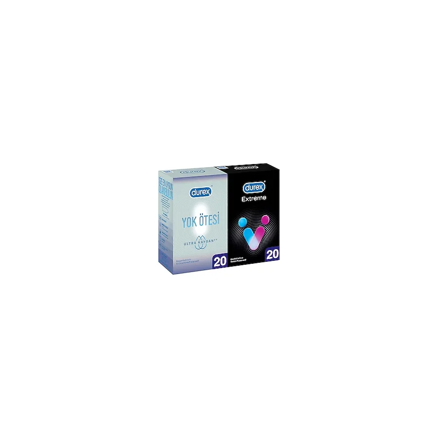 Durex Yok ötesi Ulltra Kaygan 20'li + Extreme 20'li Prezervatif