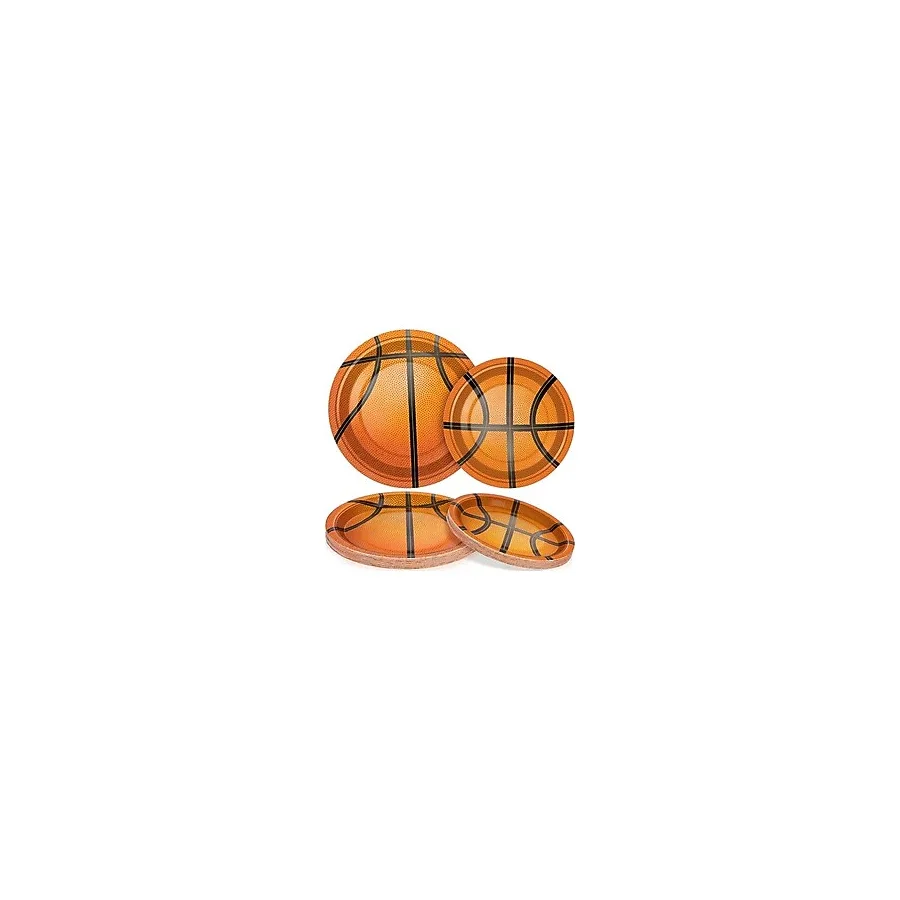 durony 60 Adet Basketbol Kağıt Tabakları Tek Kullanımlık Parti Tabakları 17,7 cm ve 22,7 cm Tatlı Yemek Tabakları Basketbol Temalı Doğum Günü Partisi Malzemeleri Dekorasyonlar