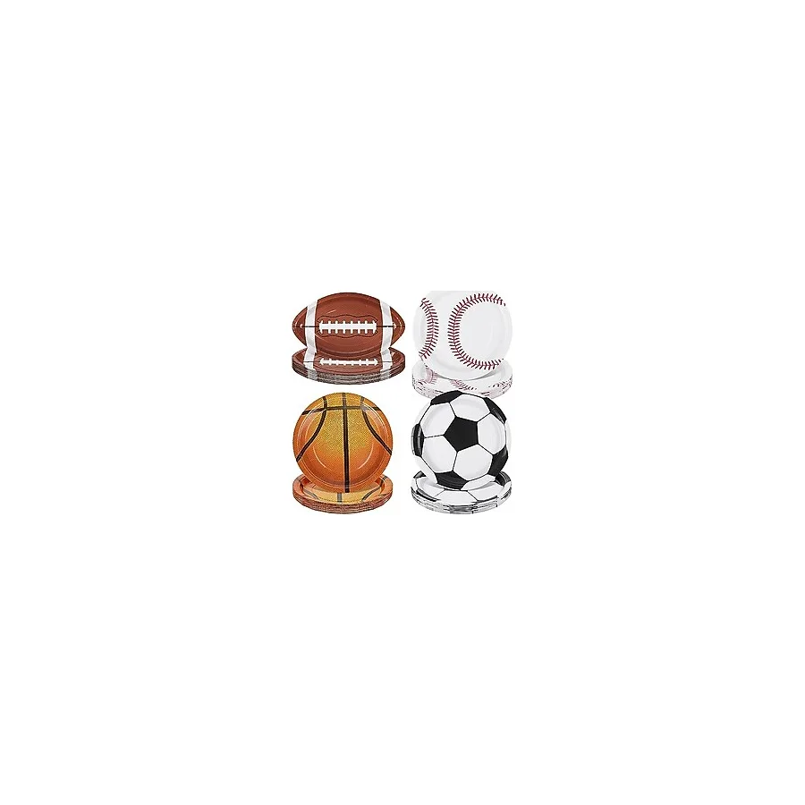 durony 96 Parça Spor Tema Doğum Günü Partisi Malzemeleri 22 cm Tek Kullanımlık Futbol Şekilli Tabaklar Beyzbol Tabakları Basketbol Tabakları Futbol Yemek Takımları Spor Topu Tema Parti Oyun Günü