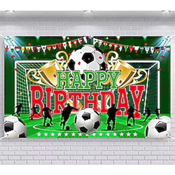 durony Futbol Partisi Arka Planı Spor Temalı Parti Dekorasyon Futbol Mutlu Yıllar Afişi Duvara Asılan Dekor Fotoğraf Arka Planı Tatil Doğum Günü Partisi Malzemeleri için, 177,8 x 119,8 cm