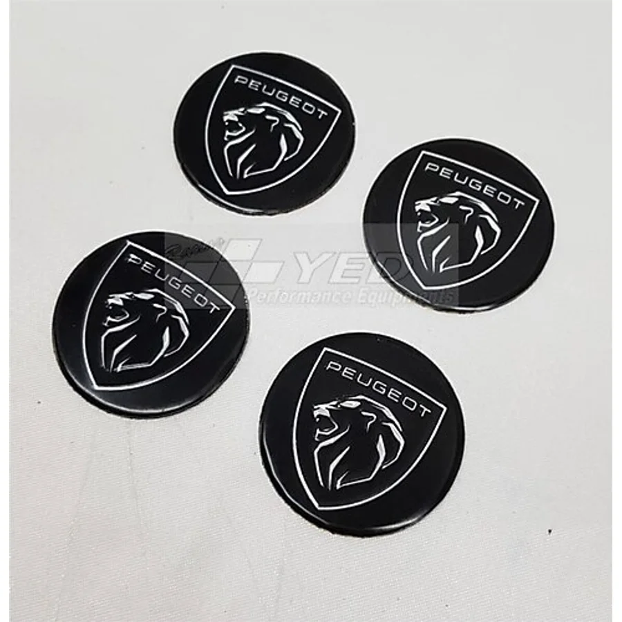 DURU DORUK Peugeot Jant Göbeği Siyah Alüminyum 54mm Arma 4 Lü Set Yeni Logo