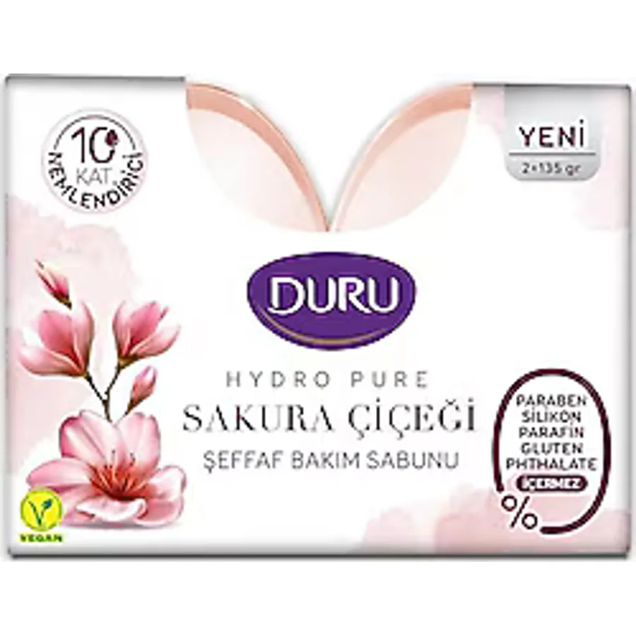 Duru Hydro Pure Sakura Çiçeği 2x135 gr Şeffaf Sabun