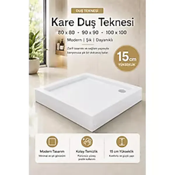 Durul Akrilik Kare Ve Dikdörtgen Duş Tekneleri Beyaz