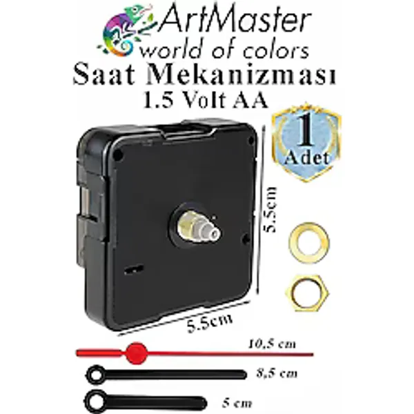 Duvar Saat Mekanizması 1 Adet 10 Mm Şaft Sessiz Saat Motoru Akrep Yelkovan Okul Deney Saat Yapım Seti