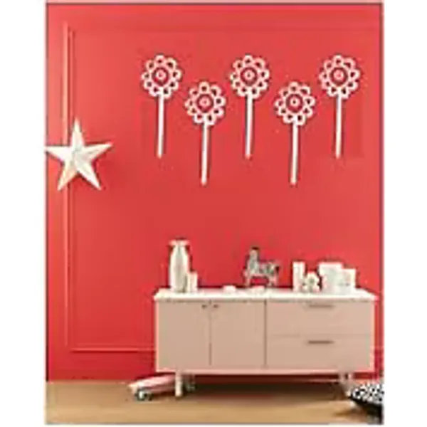 Duvar Süsü (Sticker) Gri Papatyalı Şeffaf Filmli Pvc 48x33x0,5cm