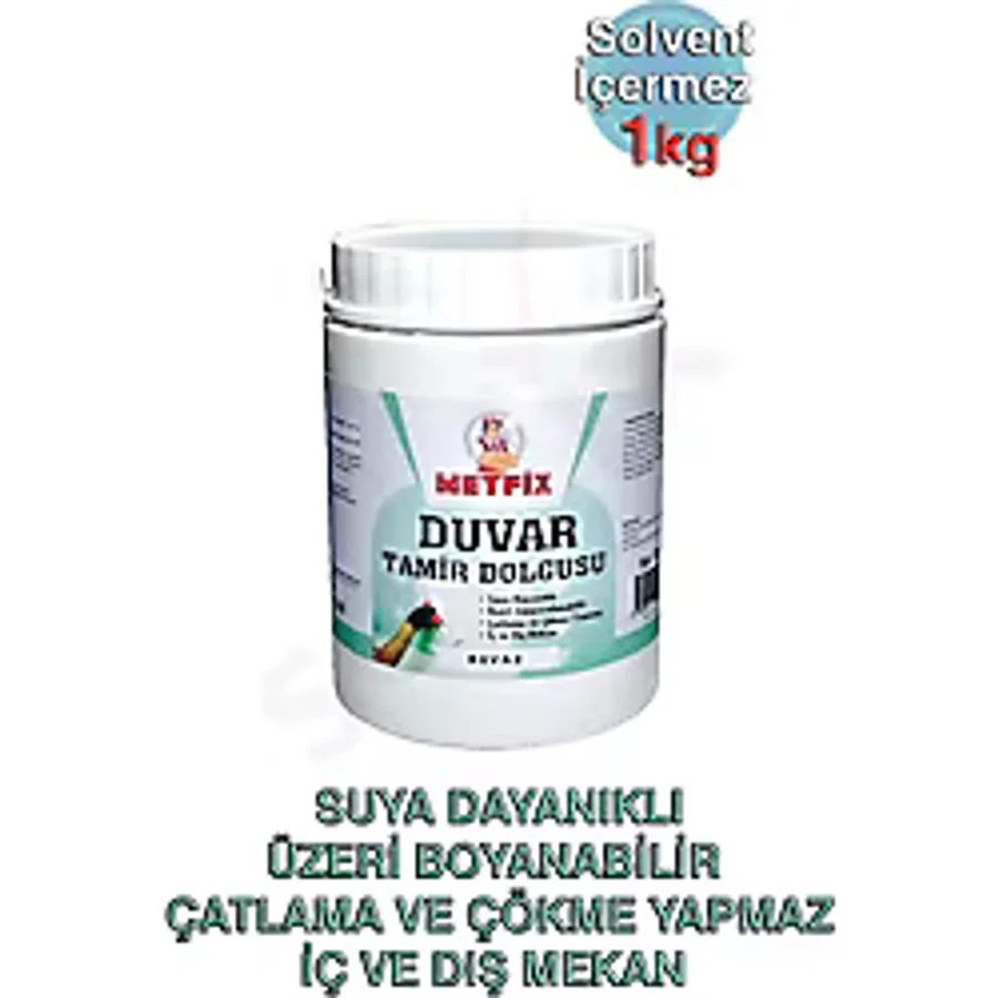 Duvar Tamir Dolgusu 1kg, Beyaz, Suya Dayanıklı, Üzeri Boyanabilir 1 KG