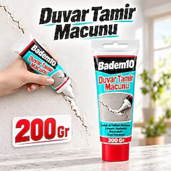Duvar Tamir Macunu 200 Gram Akrilik Çatlak Delik Dolgusu Boyanabilir Zımparalanabilir Suya Dayanıklı