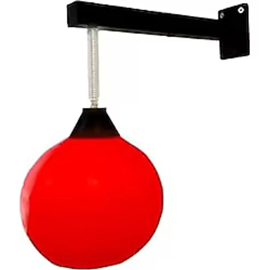 Duvar Tipi Refleks Topu, Kırmızı Pencikbol Boks Antrenman Topu, Siyah Metal Montaj Aparatı
