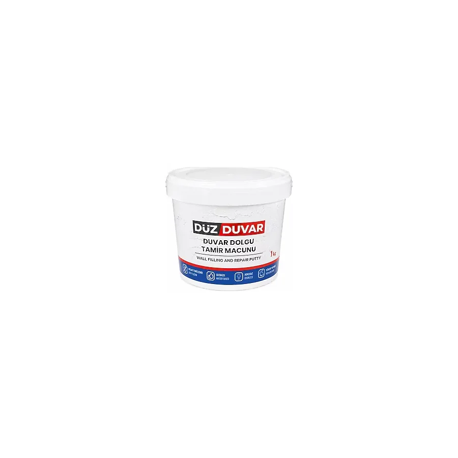 Düz Duvar (1 KG) Duvar Tamir Dolgusu Macunu İç Mekan Duvar Çatlak Delik Tamir Dolgu Macunu