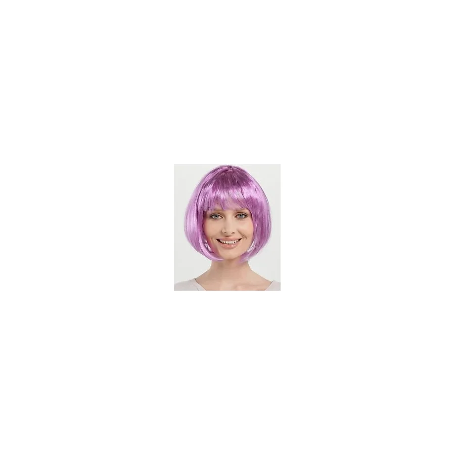 Düz Kesim Küt Parti Peruğu Rose Pembe