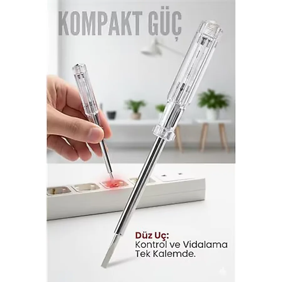 Düz Uçlu Elektrik Kontrol Kalemi Faz Test Cihazı Voltaj Kontrol Anahtarı