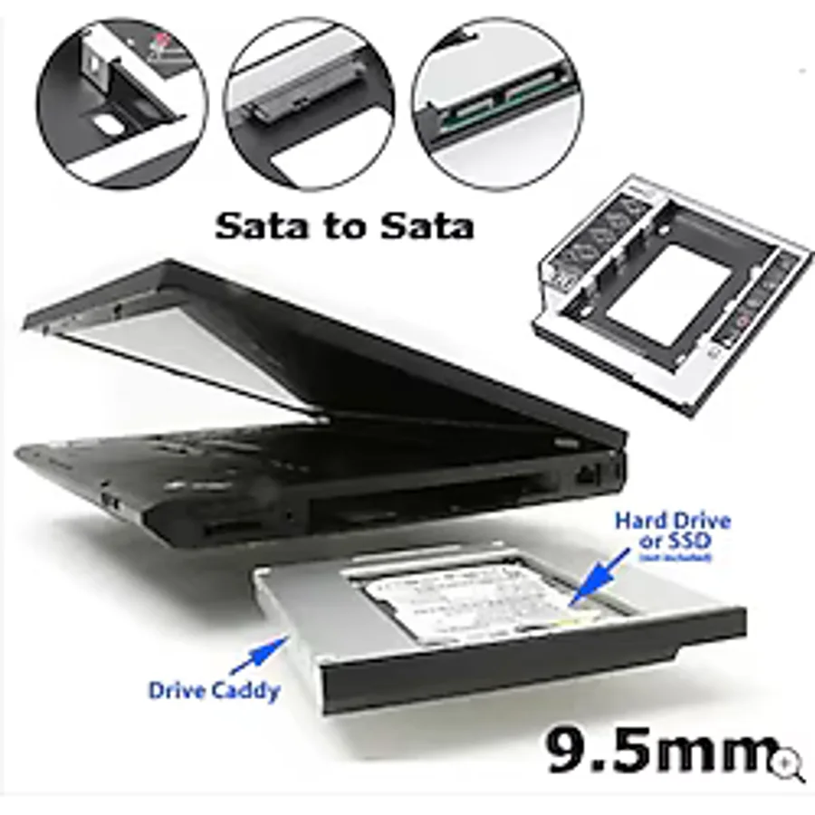 DVD Yuvasına Takılan SSD Hdd Kutusu 9.5mm Hdd Caddy Kızak