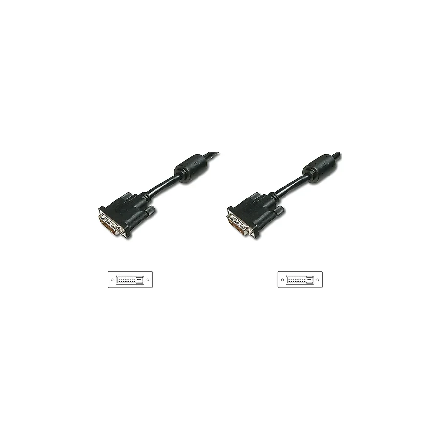 DVI Bağlantı Kablosu, DVI-D (24+1) Erkek == DVI-D (24+1) Erkek, 2x ferrit, 10 metre, UL, siy
