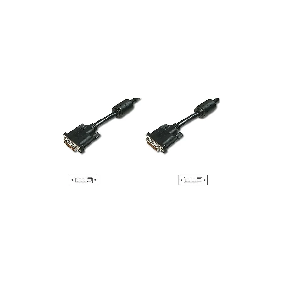 DVI Bağlantı Kablosu, DVI-D (24+1) Erkek == DVI-D (24+1) Erkek, 2x ferrit, 2 metre, UL, siya