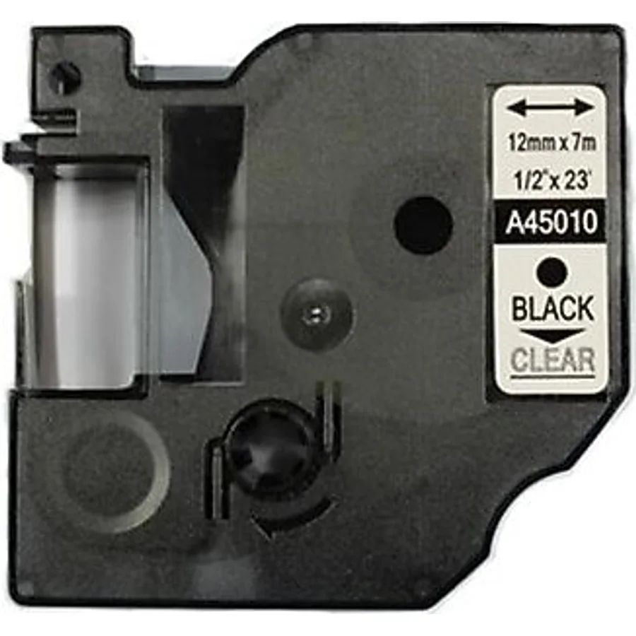 Dymo 45010 Muadil Şeffaf-Siyah D1 Yedek Şerit 12mm x 7m