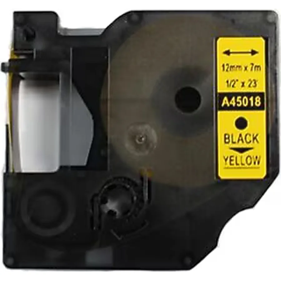 Dymo 45018 Muadil Sarı-Siyah D1 Yedek Şerit 12mm x 7m