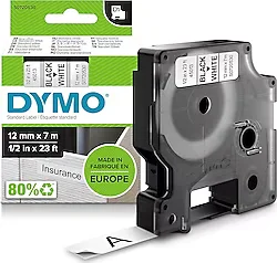 DYMO D1 12 mm x 7 mt Siyah / Beyaz Yedek Şerit 45013