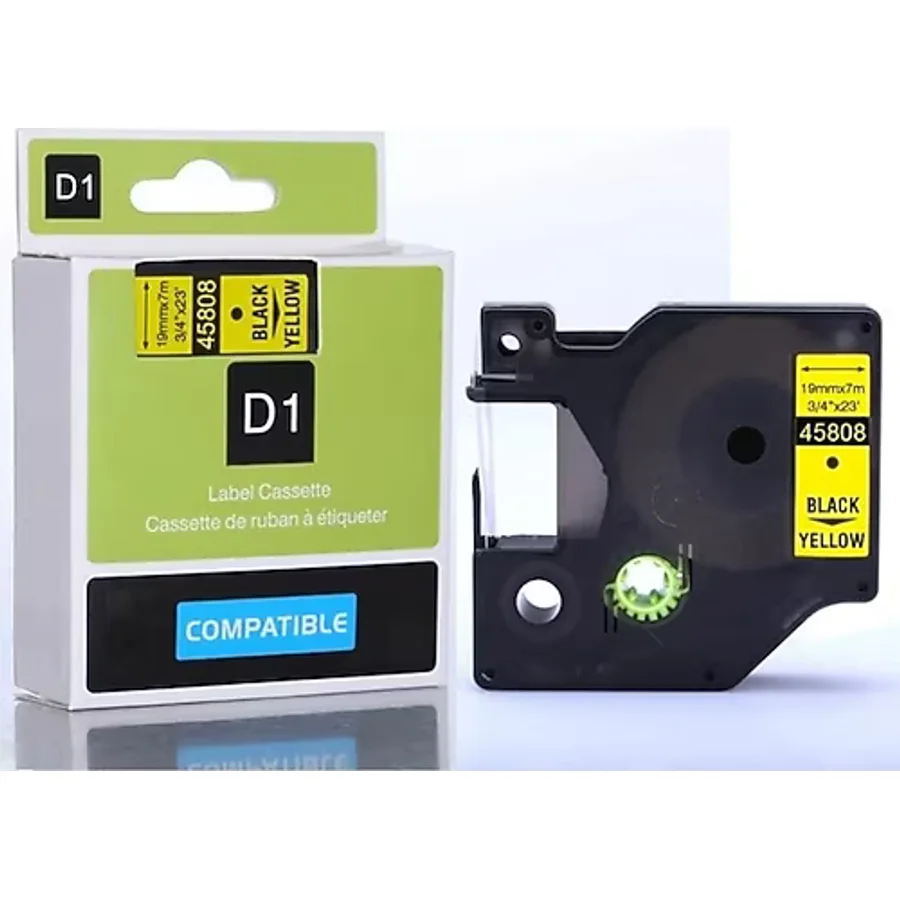 Dymo D1 Serisi Sari Etikete Siyah 45808 19Mmx7M