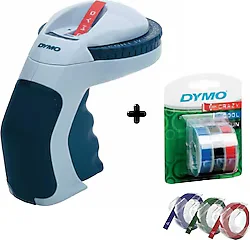 DYMO Omega Etiket Makinesi + 3'lü Blisterli 9 mm x 3 m Yedek Şerit