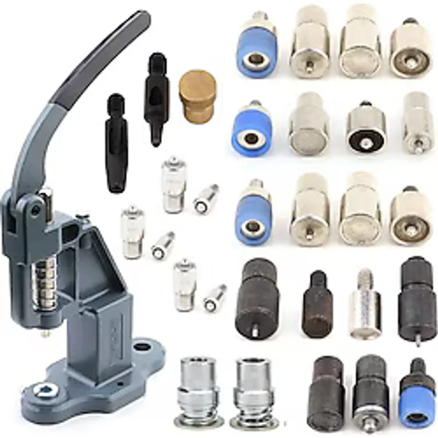 DZN Tools Çıtçıt, Klikit, Rivet, Kuşgözü Ve Kumaş Kaplama Düğme Makinesi Kalıplı Set