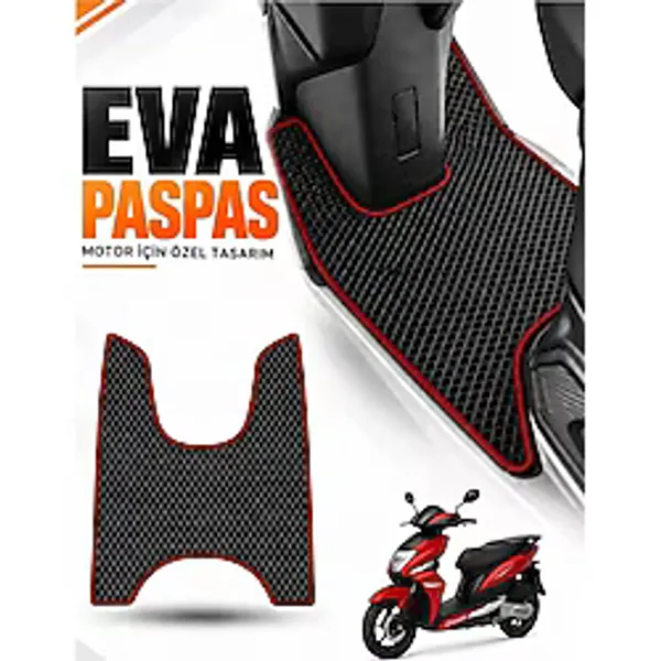 E-BİZ E-Biz Arora Dazzle Uyumlu Eva Motosiklet Ayak Paspası Scooter Paspası - Siyah-Bordo - Siyah - Bordo