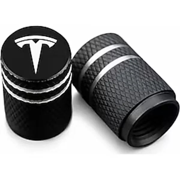 E-Garaj Tesla Model Y Juniper ile Uyumlu Alüminyum Sibop Kapak Seti (Siyah Renk 4 Adet)