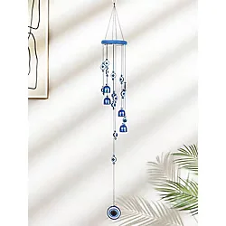 E-life shop Feng Shui Nazar Boncuğu Rüzgar Çanı Metal Kötü Göze Karşı Dış Mekan Dekoratif Bahçe Kapı Süsü 80 cm.