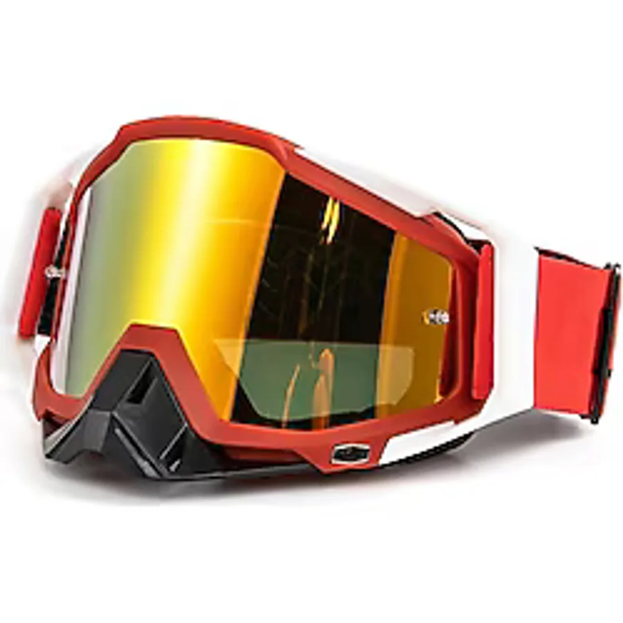 Ebakbak Motosiklet Motocross Gözlük Polikarbonat Lens Profesyonel Mx Atv Enduro Mtb Kross Gözlük Red-White