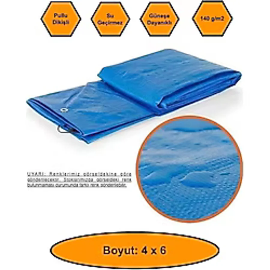Ebatlı Branda, 4x6 Çadır 140 Gr/m2 Su Geçirmez Kamyon Saman Inşaat Gölgeeme Çadırı