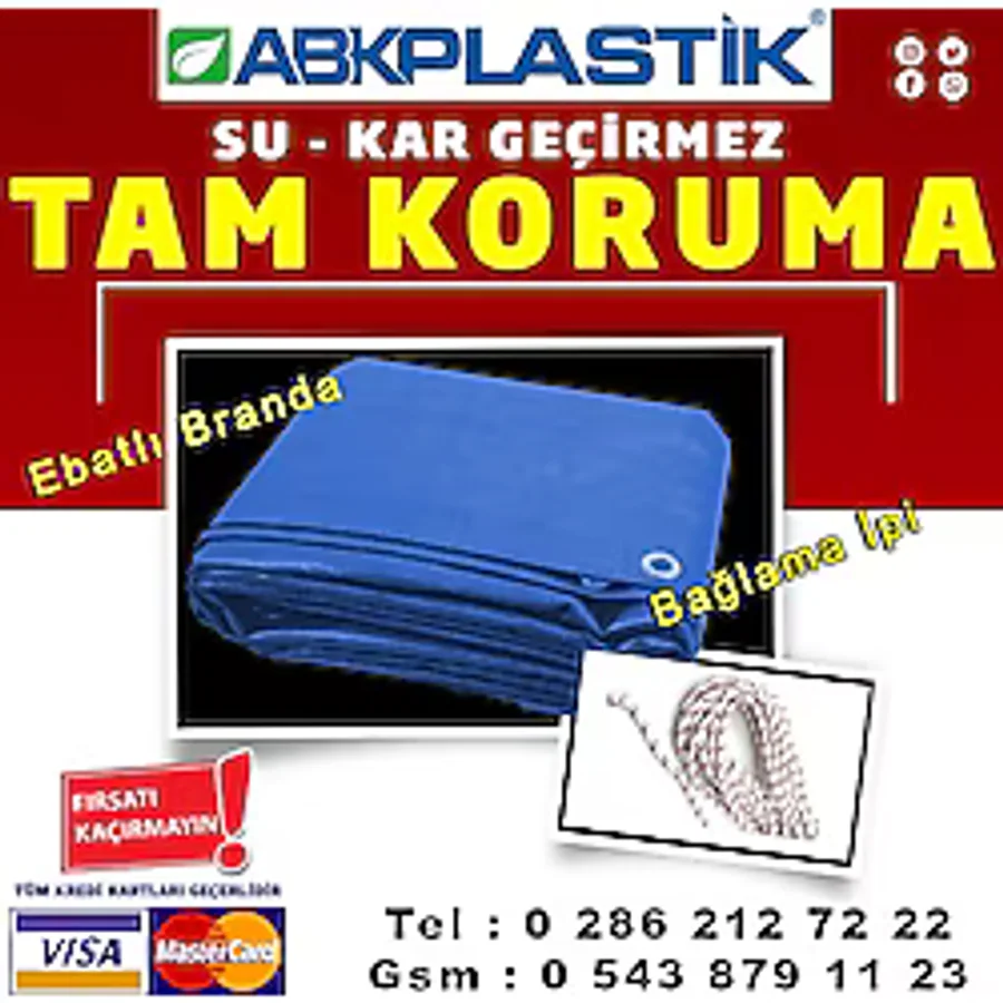Ebatlı Pvc Branda Gölgelik Su Geçirmez Çadır 3 mt x 5 mt - Mavi - 3 x 5 mt