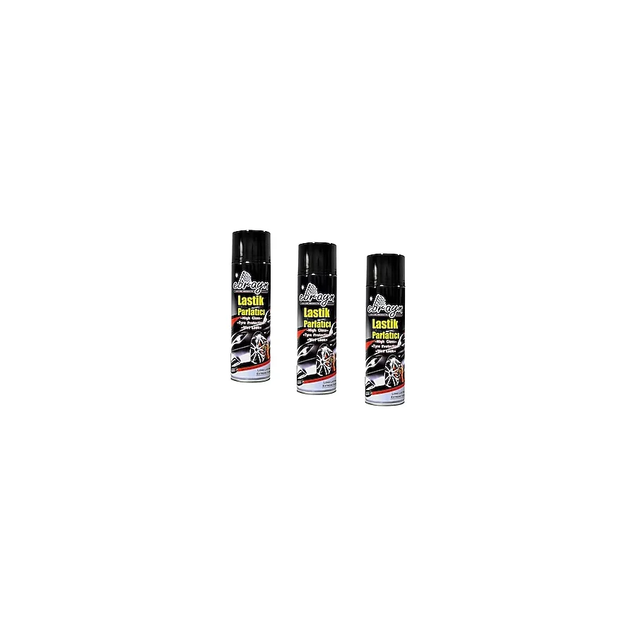 Ebrayn Premium Lastik Parlatıcı 500 ml Koruyucu Aerosol Sprey (3 Adet) Yüksek Parlaklık Sağlar