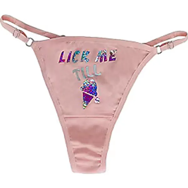 Ebsem Lick me Till ICE Krem Seksi Şeffaf Şeffaf Şeffaf & Pamuk Tanga Bikini Kadın Komik İç Çamaşırı Külot İç Çamaşırı, Pamuk-bebek Pembesi, Tek Beden