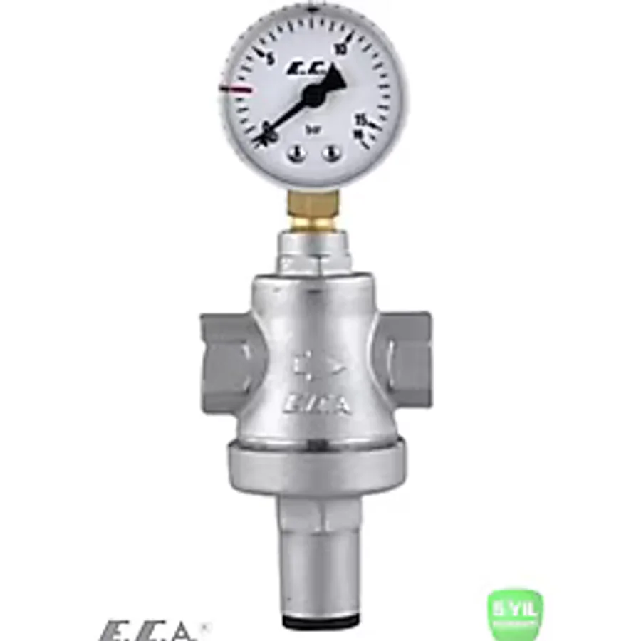 ECA 3/4 Manometreli Su Basınç Düşürücü Pistonlu İç Vida X İç Vida Rakorsuz 602111010