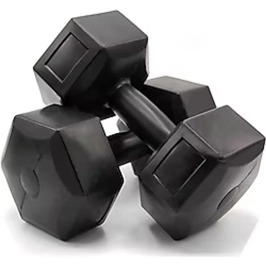 ECG Siyah Altıgen Tasarımlı Spor Dambıl Seti 2x5 Kg (Toplam 10 Kg) - Dayanıklı Plastik Kaplama ve Ergonomik Tutma