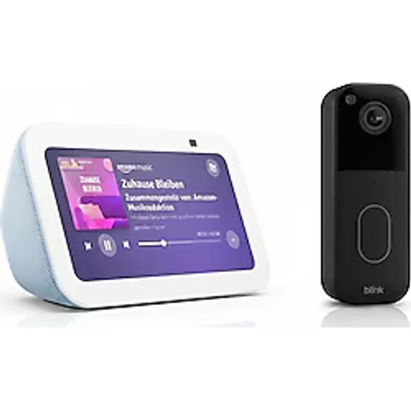 Echo Show 5 ve Blink Akıllı Görüntülü Kapı Zili- Akıllı Ev Güvenlik & Yaşam Paketi - Siyah - Beyaz