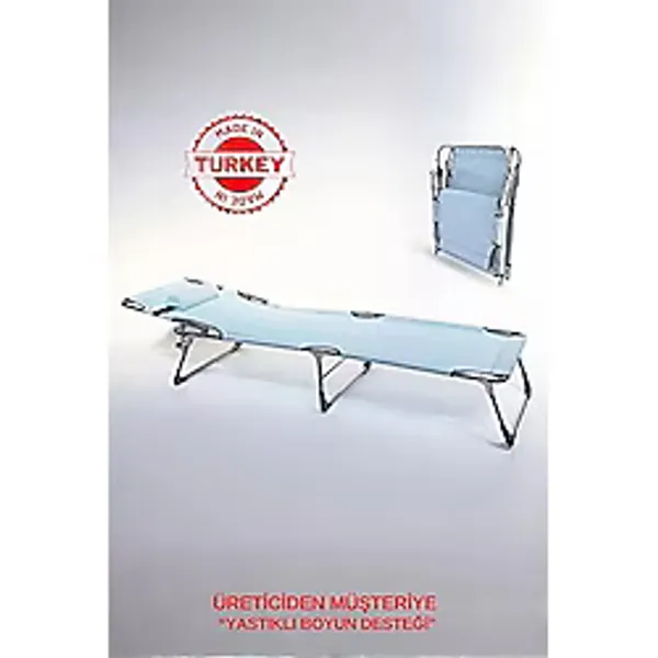 ecm proger Yastıklı Katlanır Kademeli Kampet Şezlong - AÇIK MAVİ
