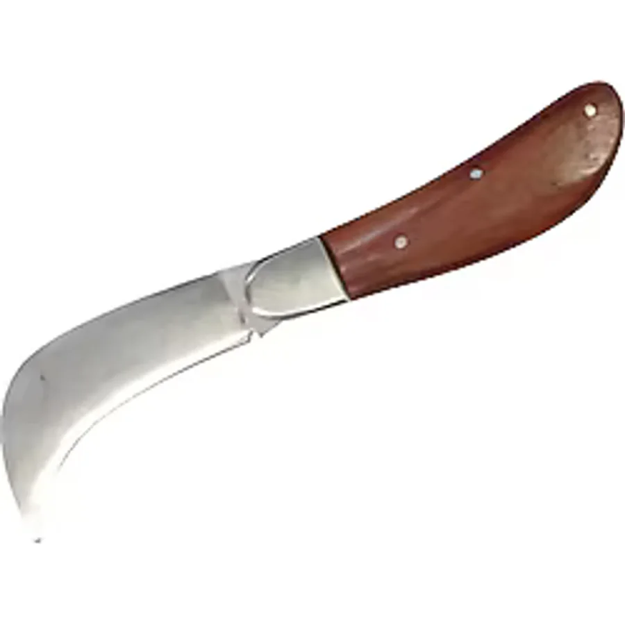 Eco Lounge Bursa Çelik Eğri Bağ / Kablo / Aşı Çakısı, Ahşap Saplı - 22 Cm