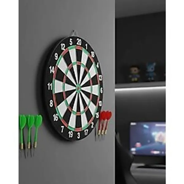 Eco Lounge Kaliteli Ahşap Dart Tahtası 12 Inç 4 Dart Ok Seti