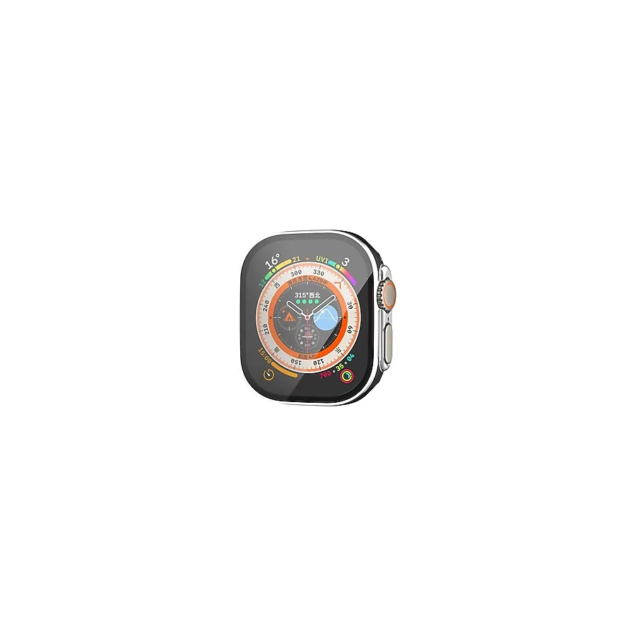 Eco Port Apple Watch Ultra 49MM Legend Camlı Kasa Ekran Koruyucu - Siyah-Gümüş - Çok Renkli